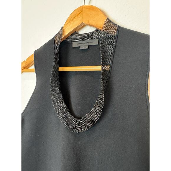 Alexander Wang Black Knit Tank Top with Chainmail V-Neck Draped Runway M - Picture 1 of 10